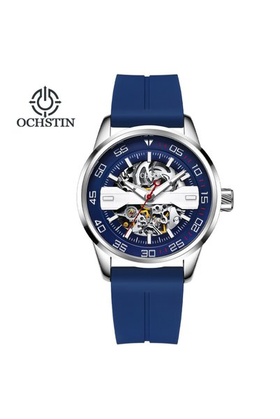 Bluejw Men's Automatic Skeleton Sport Watch with Silicone Band 3BAR Water Res...