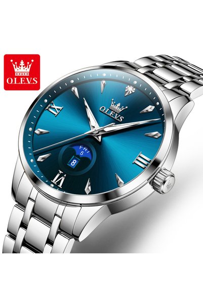 Bluejw ساعة يد رجالية OLEVS 3646 بحزام من الفولاذ المقاوم للصدأ، تصميم أنيق و...