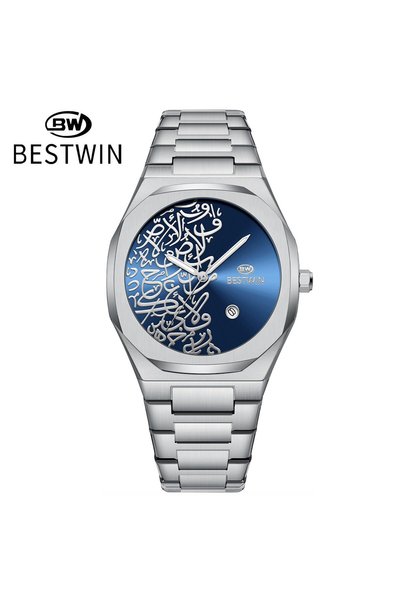 Bluejw ساعة رجالية جديدة من BESTWIN بتصميم عصري بنقش رخامي، شاشة بسيطة، سوار ...