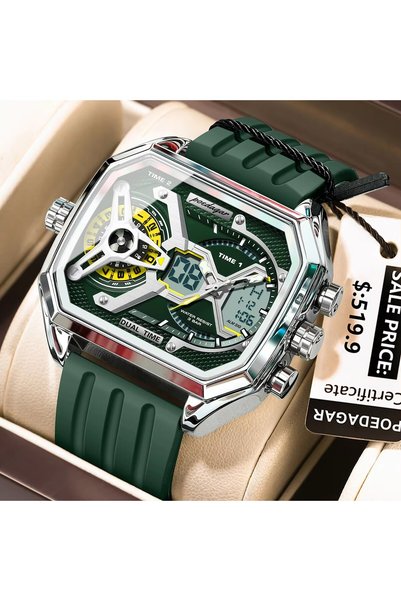 Bluejw POEDAGAR E106 Calendar Quartz Watch Men's Luxury LED Display Wristwatc...