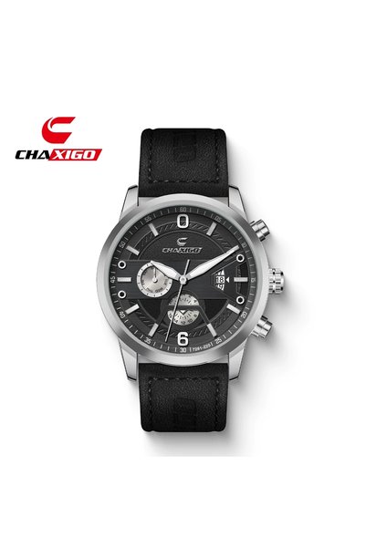 Bluejw CHAXIGO 7281-220 New Men's Business Style Watch Leather Strap Multifun...