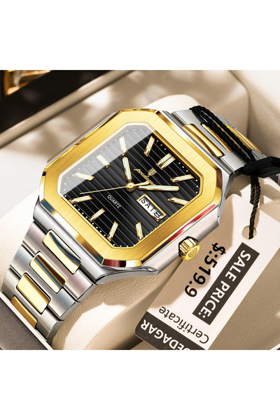 Bluejw Poedagor 672 New Men's Luxury Stainless Steel Square Quartz Wristwatch...