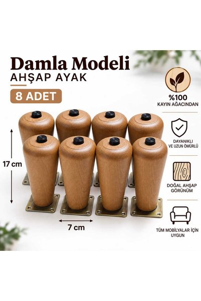 Lussoaksesuar KOLTUK-BAZA-BERJER İÇİN CEVİZ CİLA AHŞAP AYAK(17 CM)
