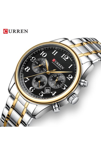 Bluejw ساعة يد رجالية فاخرة CURREN 8466 من الفولاذ المقاوم للصدأ، كرونوغراف ب...