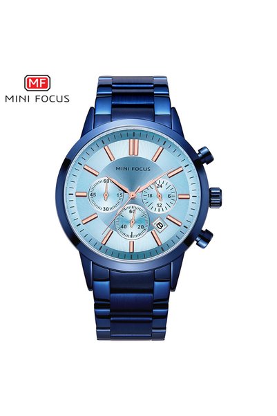 Bluejw ساعة يد رجالية من الفولاذ المقاوم للصدأ MINI FOCUS 0188، ساعة أنيقة مض...