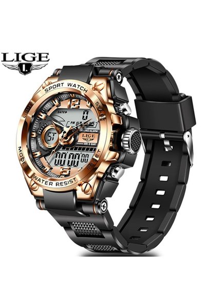 Bluejw LIGE 8922 Electronic Digital Clock Dual Display Quartz Men Watches Sli...