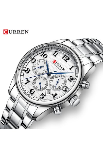 Bluejw ساعة يد رجالية فاخرة CURREN 8466 من الفولاذ المقاوم للصدأ، كرونوغراف ب...