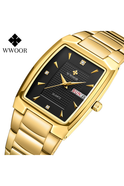 Bluejw WWOOR 8837 New Arrival Golden Mens Quartz Watch Latest Stainless Steel...