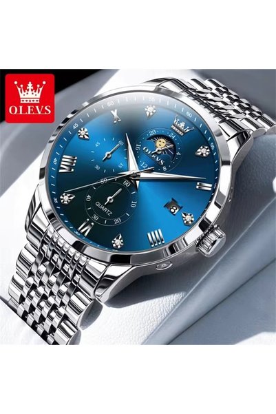 Bluejw OLEVS Top Men's Watches Business Fashion Quartz Watch for Man Grey Dia...