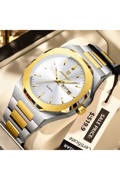 Bluejw POEDAGAR 825 Men Waterproof Minimalist Quartz Watches With Gold Band L...