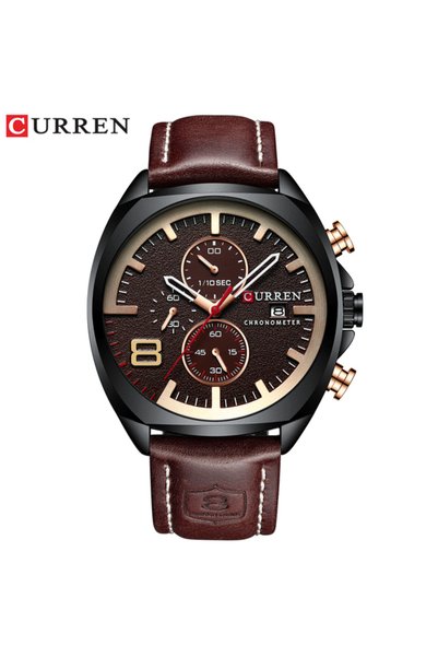 Bluejw ساعة يد كوارتز رجالية Curren 8324 بحزام جلدي، ساعة رجالية أنيقة بتصميم...