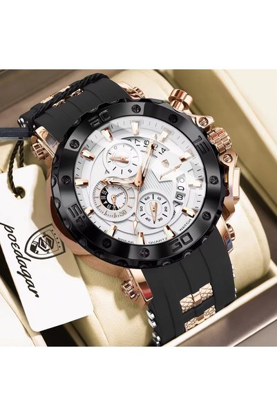 Bluejw POEDAGAR 892 Men Watch Luxury Date Calendar Silicone Band Waterproof L...