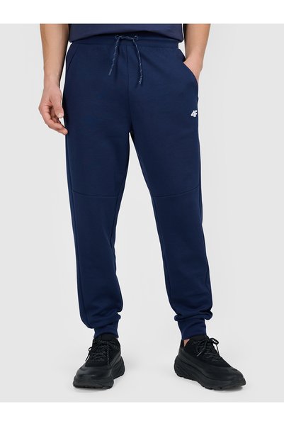 4F Pantaloni de trening jogger pentru bărbați, albastru marin, din amestec de...