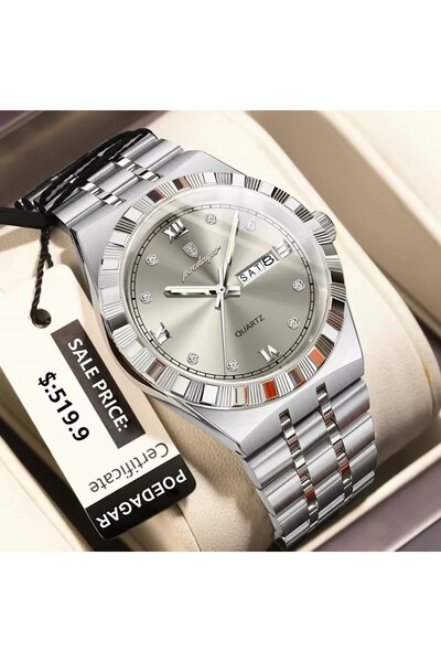 Bluejw POEDAGAR New 872 Top Men Clock Luxury Calendar Week Luminous Waterproo...