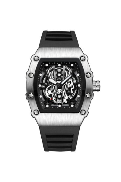 Bluejw Fashionable Men's Quartz Wrist Watch Tonneau Barrel Shape Skeleton Dia...