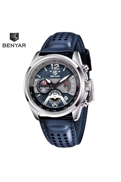 Bluejw ساعة كوارتز رجالية أنيقة من BENYAR 5171، ساعة رياضية مع كرونوغراف وتقو...