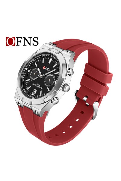 Bluejw ساعة يد رجالية كوارتز OFNS 8041 مع كرونوغراف وتقويم، شاشة كبيرة، سيليك...