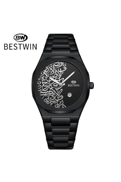 Bluejw ساعة رجالية جديدة من BESTWIN بتصميم عصري بنقش رخامي، شاشة بسيطة، سوار ...