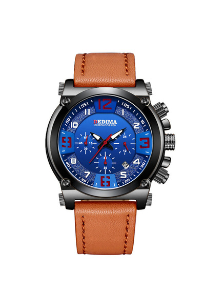 Bluejw ساعة رجالية فاخرة متعددة الوظائف بثلاث عيون وستة مؤشرات، رياضية، جلدية...