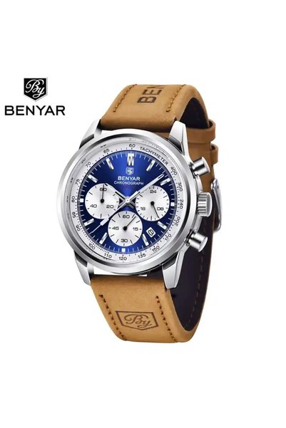 Bluejw ساعة BENYAR للرجال، ساعة يد فاخرة متعددة الوظائف بحركة كرونوغراف كوارت...