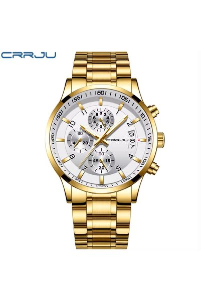 Bluejw CRRJU 2214 Quartz Watches for Men Luxury Waterproof Luminous Stainless...