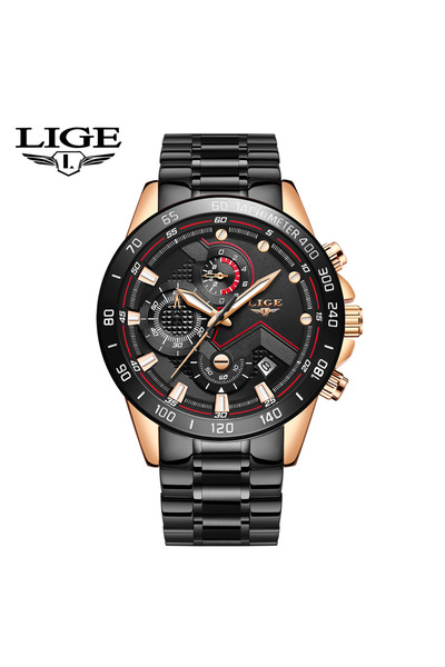 Bluejw LIGE 9982 Men's Quartz Watch Stainless Steel Strap Reloj De Hombre Poi...