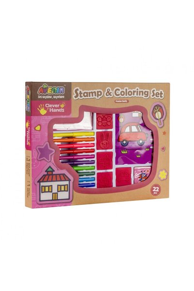MomKi STAMP AND COLORING SET WITH MARKERS