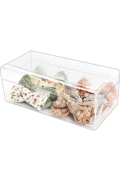 Yelajoy Hair Accessories Organizer Box, Clear Acrylic Stackable Storage Box，T...