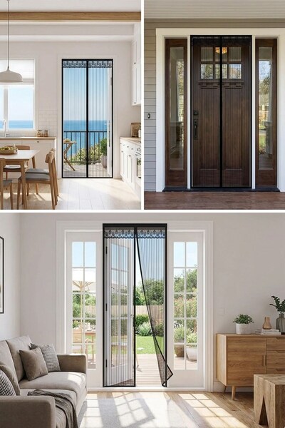 Buffer ® Mıknatıslı Kapı Sinekliği Siyah 100x210 cm Otomatik Kapanan Manyetik Tül Sineklik