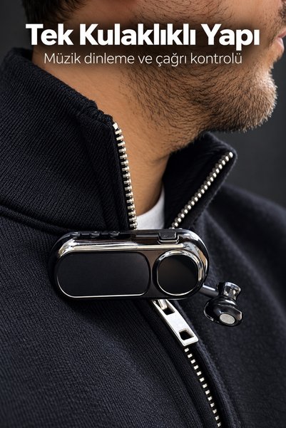 teknotrust Preminyum Yaka Klipsli Makaralı Bluetooth Tek Kulaklık