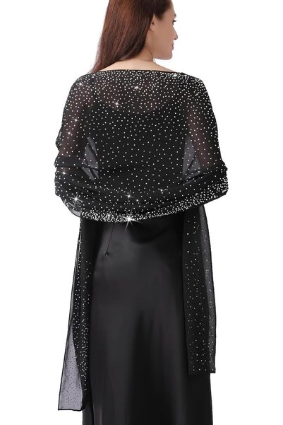 GENERAL Shawl Wraps for Evening Dresses Sheer Soft Chiffon Castwoof Rhineston...