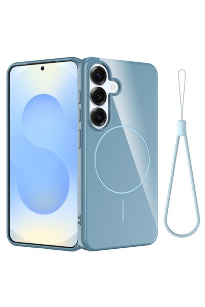XGSM Husă Samsung Galaxy S25 FE din silicon Lite MagSafe cu șnur, albastră