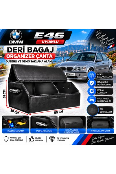 Furens Bmw E46 Uyumlu Oto Bagaj Organizeri Deri Bagaj Kutu Çanta