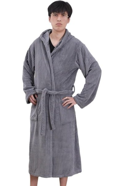 GENERAL Mens Fleece Robe, Soft Plush for Men, Mens Bathrobe Spa Robe with Belt