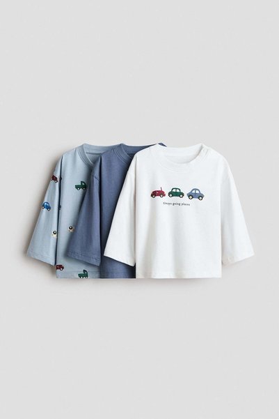 H&M 3-pack long-sleeved cotton T-shirts
