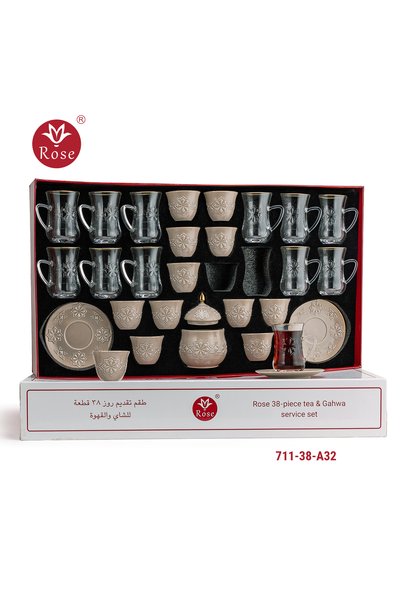 Rose Cr-711-38-Piece Serving Set for Tea and Coffee with a Distinctive Patter...
