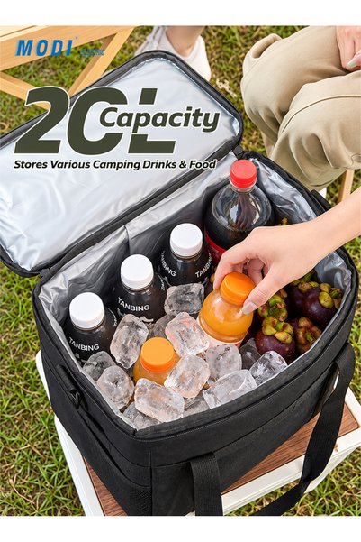 modi 20L Insulated Cooler Bag, 12H+ Hot & Cold Thermal Bag, 600D Oxford Fabric, Hand & Shoulder Carry, Portable Lunch Bag, Camping Cooler Bag for Picnic, Travel & Food Storage