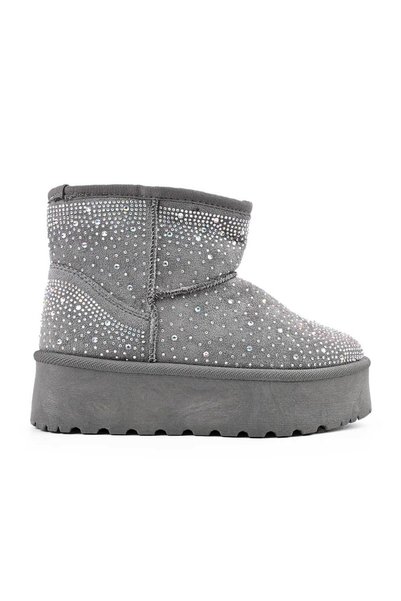 Tmall Γυναικείες μπότες, στυλ Ugg, από σουέτ, CD1051, γκρι