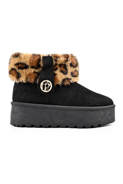 Tmall Γυναικείες μπότες, στυλ Ugg, από σουέτ, CD1053, Μαύρο