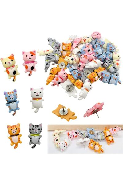 SWIUKPHE Cute Cat Push Pins 30 Pcs, Decorative Thumb Tacks, Multi-Functional ...
