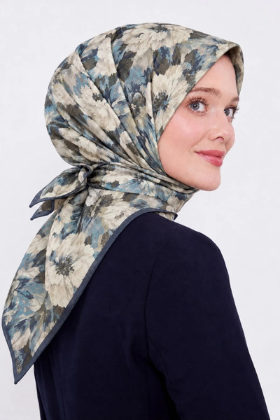 Lesscarves Çiçek Desenli Pamuk İpek Eşarp LS2214