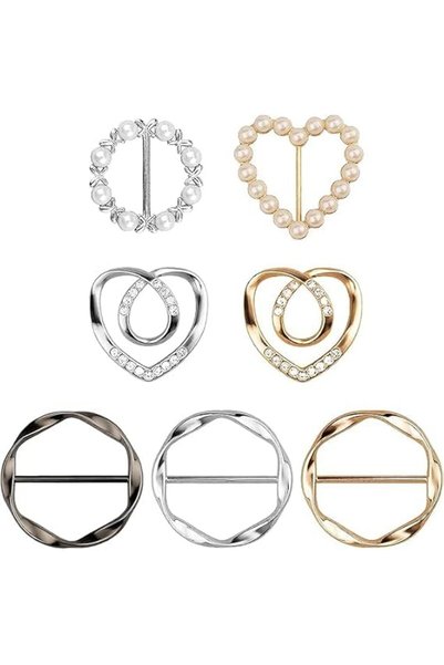 Tazweeq 7 PCS Cute Scarf Ring Clips,Premium Shirt Tie Clips for Women,4 Elega...