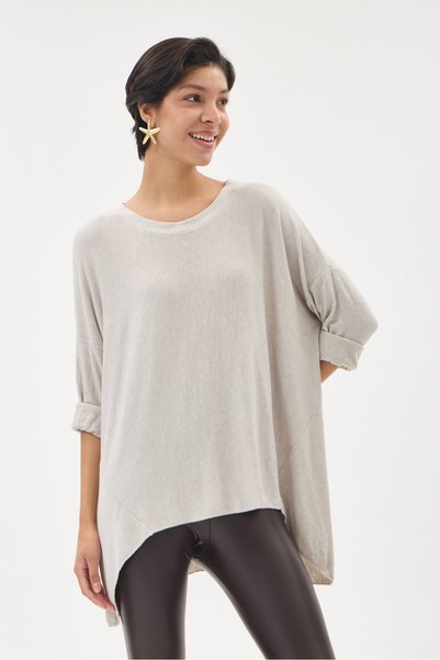 della moor Women's Beige Italian Low Sleeve Oversize Knitwear Sweater 38 - 44...