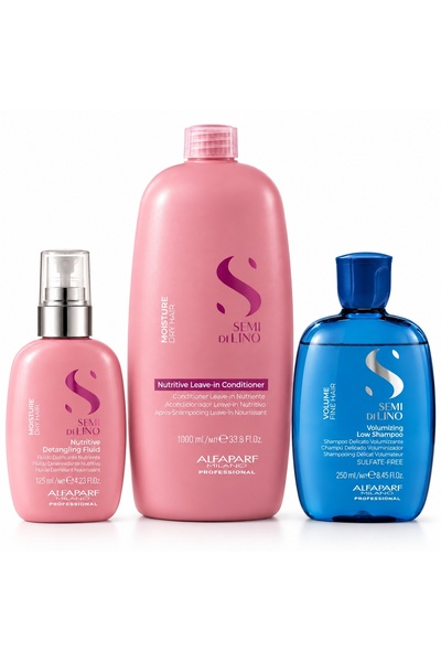 Alfaparf Milano Set Semi di Lino, Șampon pentru volum 250 ml + Balsam hidrata...