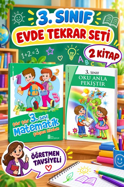 Ata Yayıncılık 3. Sınıf Öğretmen Tavsiyeli Evde Tekrar Seti 2 Kitap- Matemati...