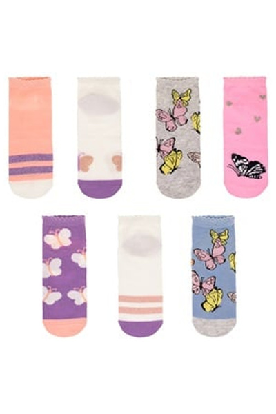 OEM Girls' Short Socks in Different Colors with Patterned - 7 Pairs