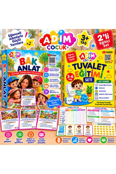2’li Eğitici Kart Seti – Bak Anlat Hikâye ve Okuduğunu Anlama Kartları + Tuvalet Eğitimi Seti