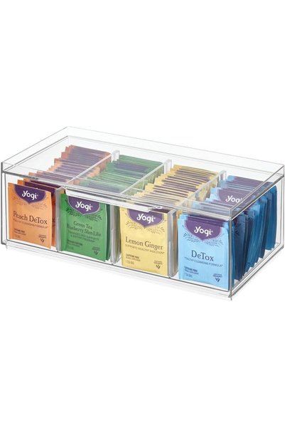Interdesign iDesign BPA-Free Plastic Stackable Tea Organizer Drawer with Lid,...