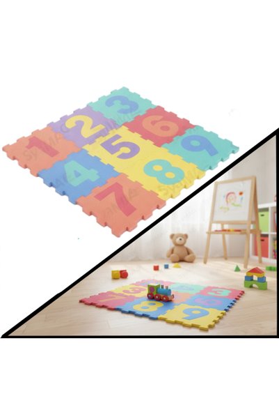 SyaMAG Covor puzzle cu cifre, multicolor, 9 piese, termoizolant, 90x90 cm