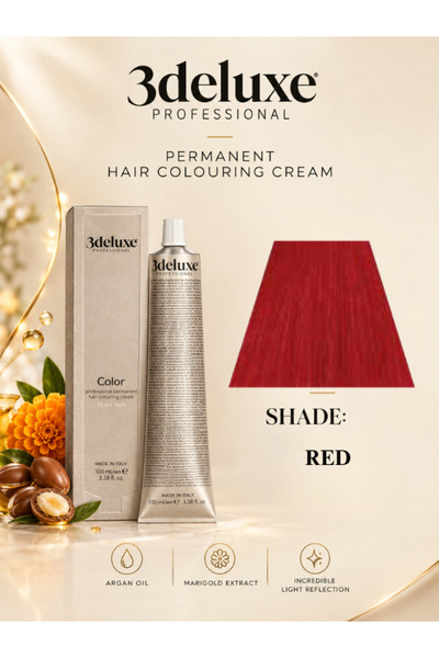 3Deluxe Professional Hair Color Cream With Argan Oil & Marigold Extract Red 1...